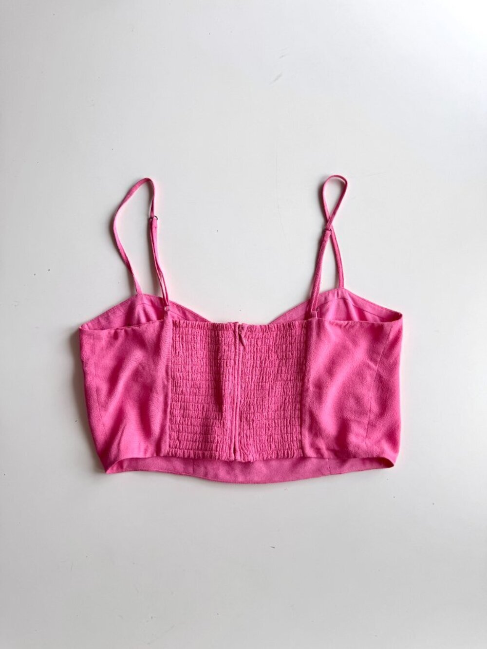 Aritzia SUNDAY BEST Bonnie Pink Crepe Cropped Bustier Cami Tank Top, Size M - Picture 6 of 15